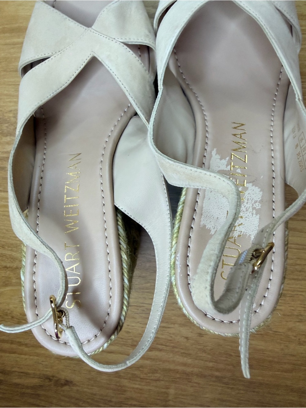 Stuart Weitzman Adobe Nude Espadrille Wedge Sandals Size 9 - Picture 5 of 13